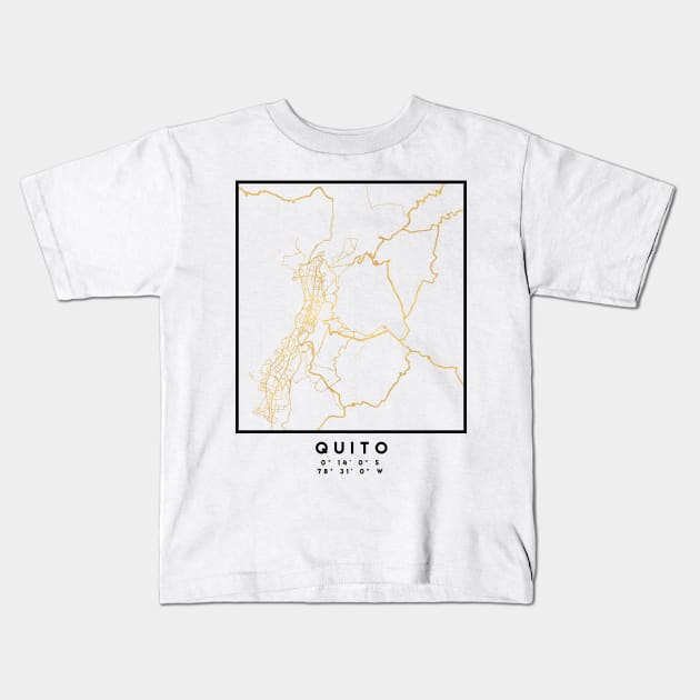 QUITO ECUADOR CITY STREET MAP ART Kids T-Shirt by deificusArt